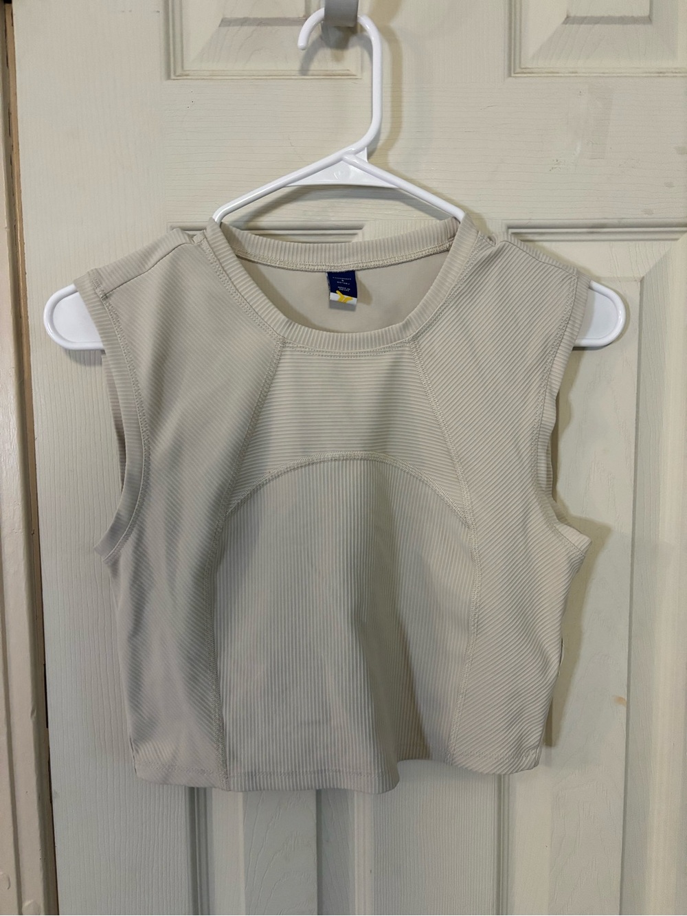 Old Navy Ribbed Sleeveless Crop Top in Light Beige